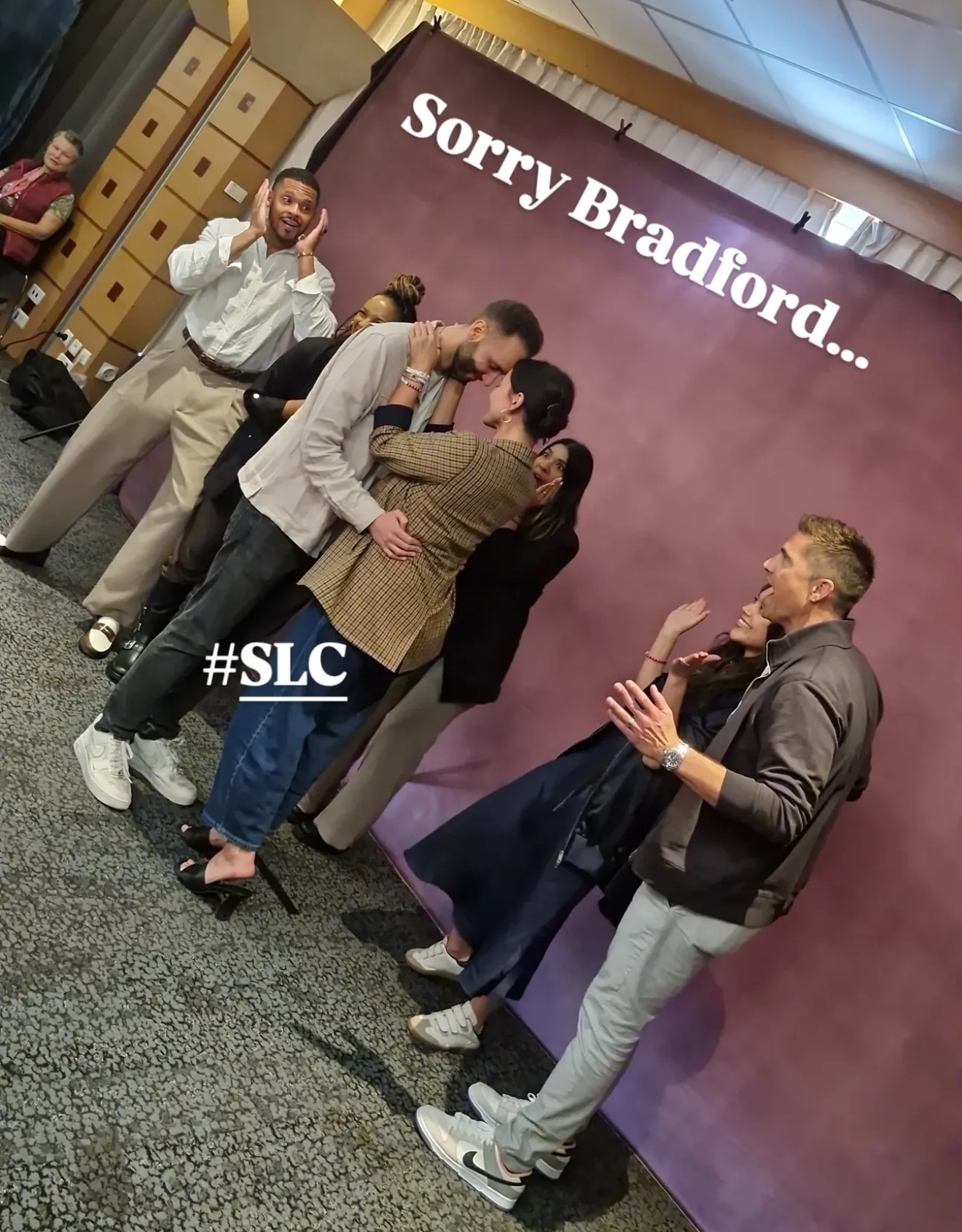 Behind the scenes of the Sorry Bradford group shot